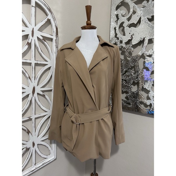 Boston Proper Jackets & Blazers - Boston Proper SIZE 8 Beige Stretch Beyond Travel Belted Jacket NWT